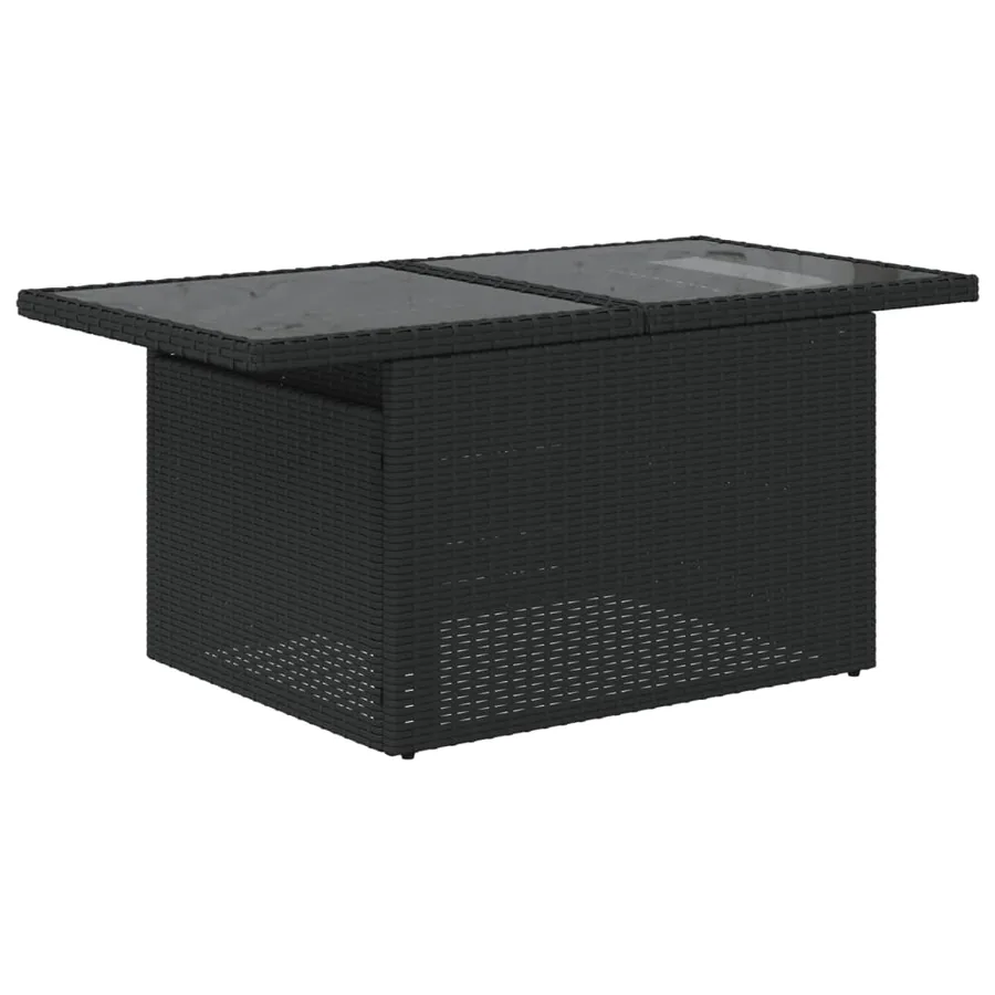 Salon de jardin 6 pcs avec coussins noir résine tressée - 5