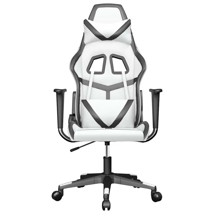 Chaise de jeu de massage Blanc et noir Similicuir - 3