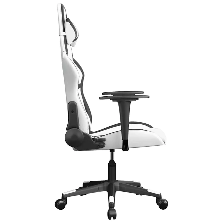 Chaise de jeu de massage Blanc et noir Similicuir - 4