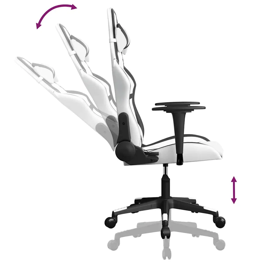 Chaise de jeu de massage Blanc et noir Similicuir - 5