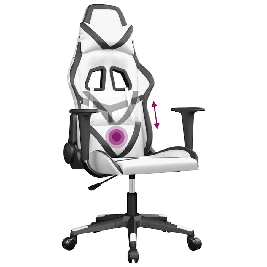Chaise de jeu de massage Blanc et noir Similicuir - 6