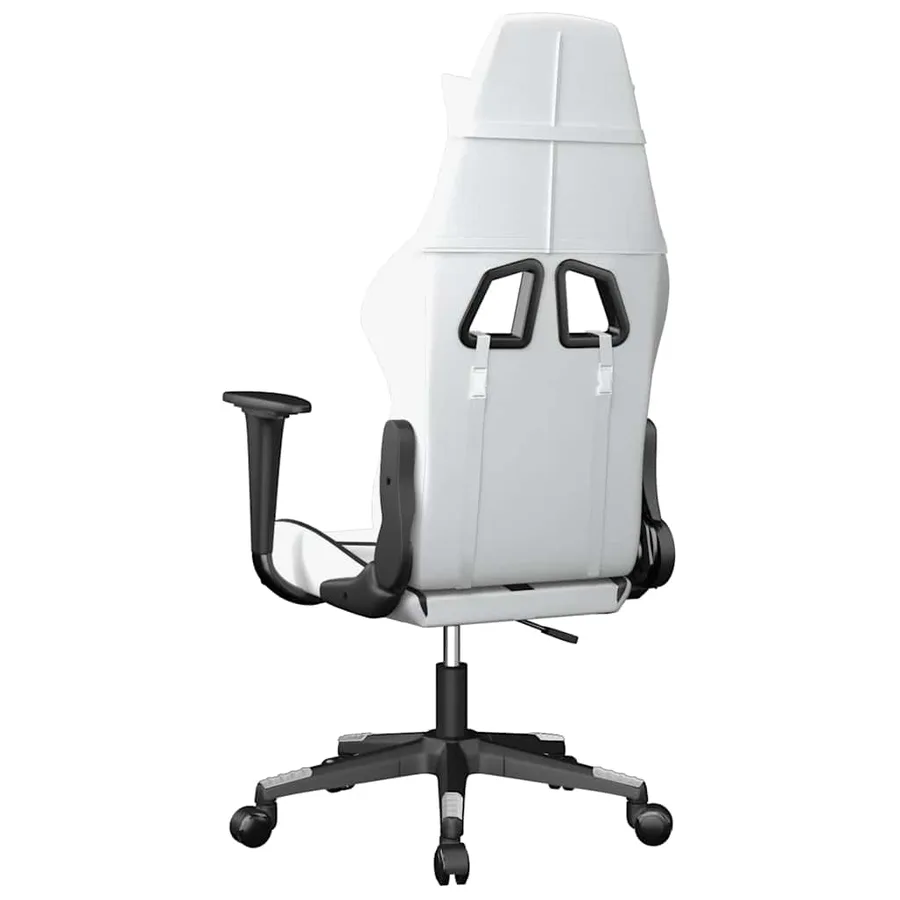 Chaise de jeu de massage Blanc et noir Similicuir - 7