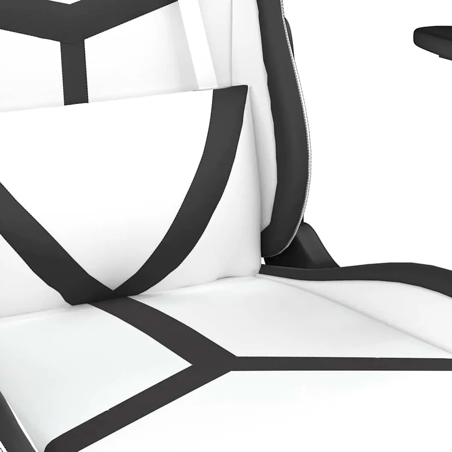 Chaise de jeu de massage Blanc et noir Similicuir - 8