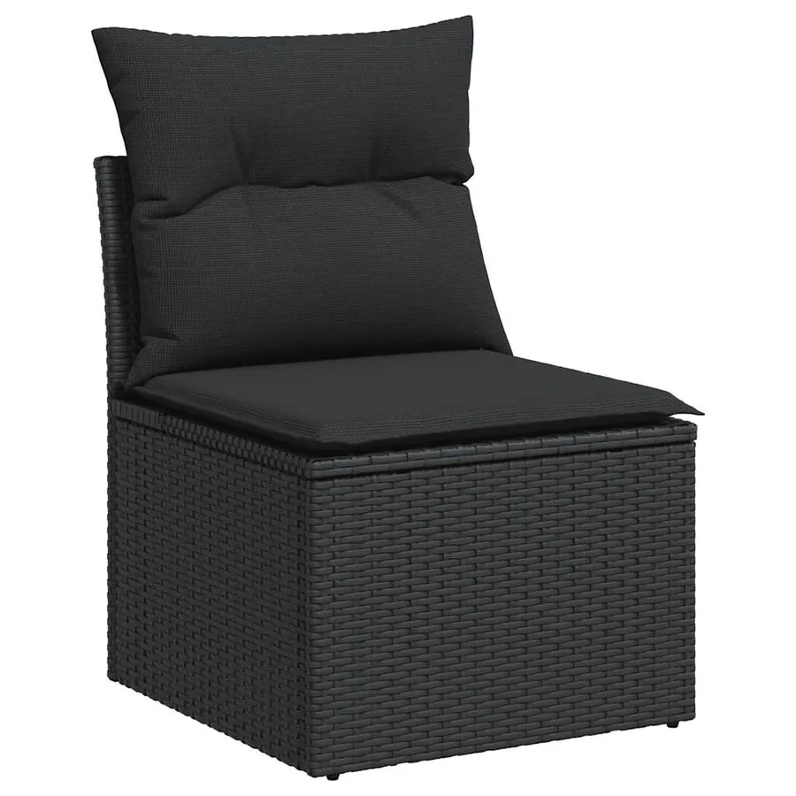 Salon de jardin 5 pcs avec coussins noir résine tressée - 5