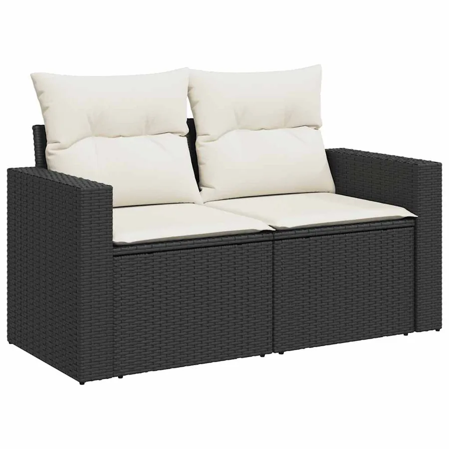 Salon de jardin 11 pcs avec coussins noir résine tressée - 3