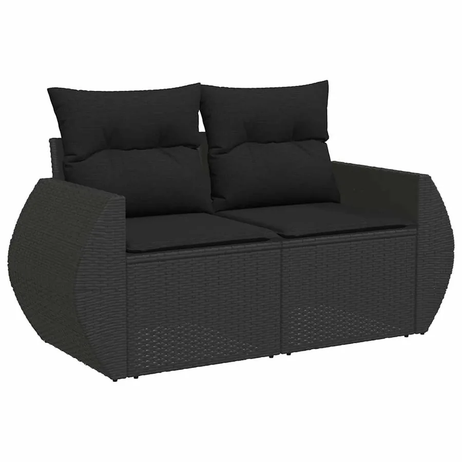 Salon de jardin 11 pcs avec coussins noir résine tressée - 3