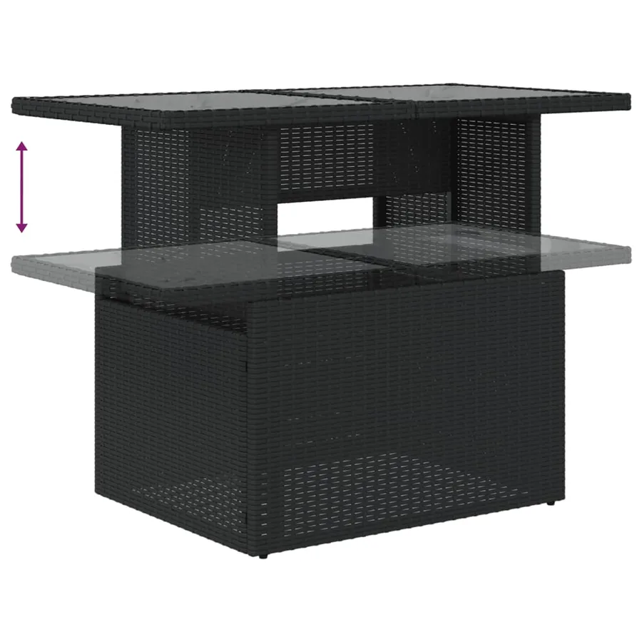 Salon de jardin 10 pcs avec coussins noir résine tressée - 7