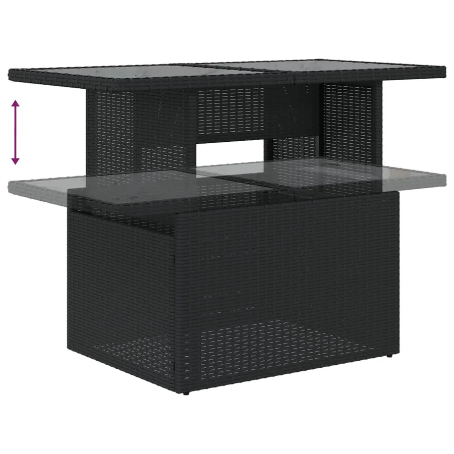 Salon de jardin 6 pcs avec coussins noir résine tressée - 7