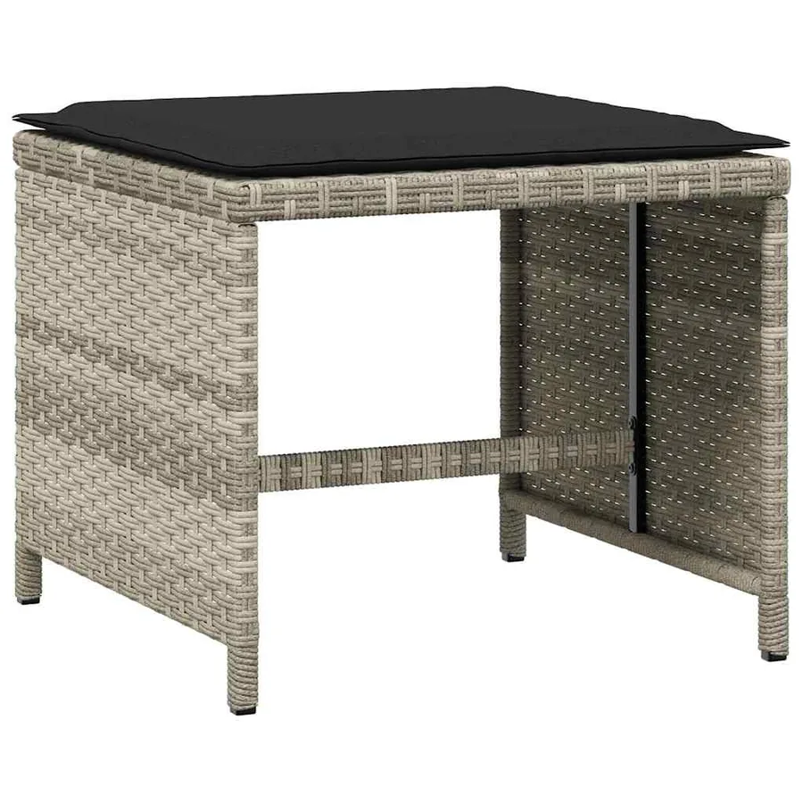 Tabourets de jardin et coussins lot de 4 gris clair 41x41x36 cm - 4
