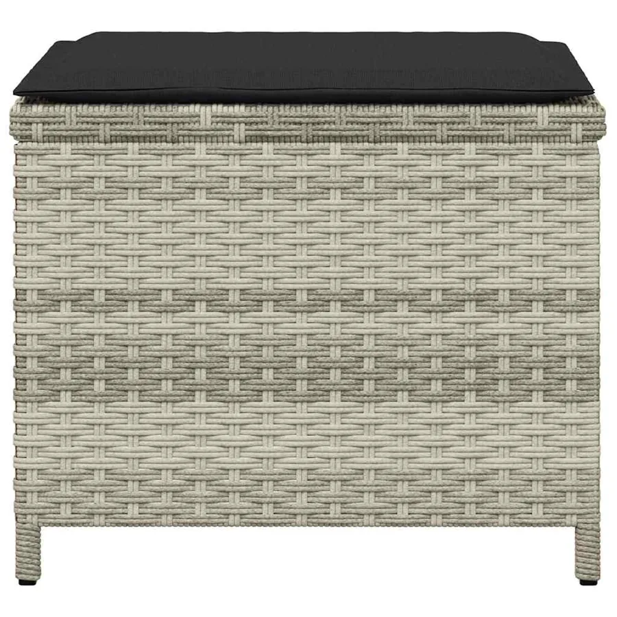 Tabourets de jardin et coussins lot de 4 gris clair 41x41x36 cm - 6