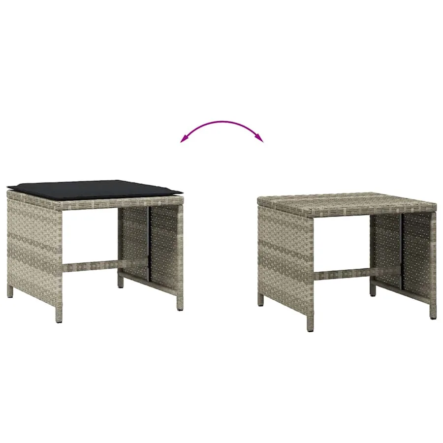 Tabourets de jardin et coussins lot de 4 gris clair 41x41x36 cm - 7