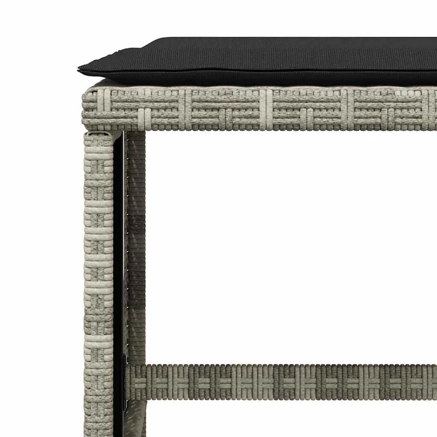 Tabourets de jardin et coussins lot de 4 gris clair 41x41x36 cm - 8