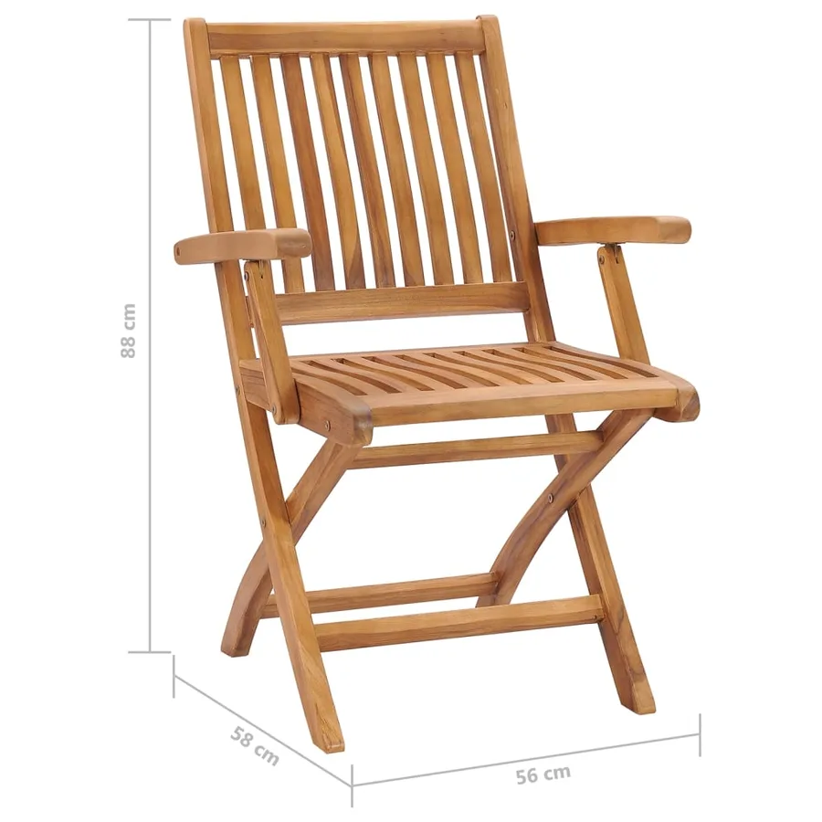 Chaises pliables de jardin avec coussins lot de 4 Teck solide - 11