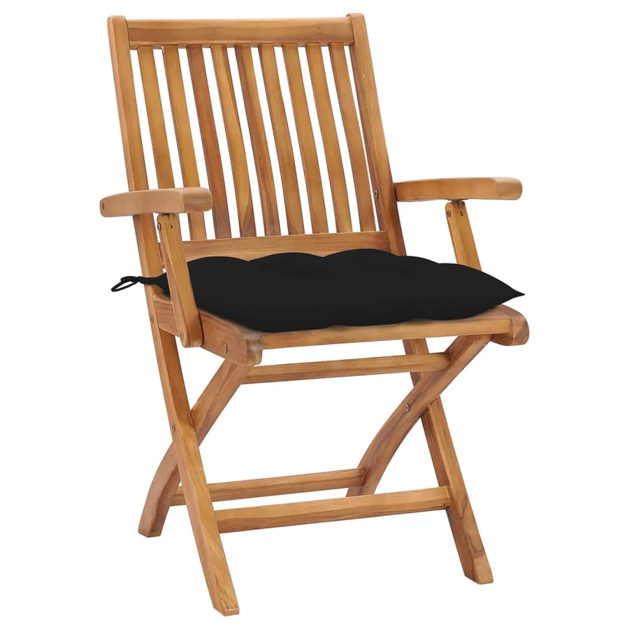 Chaises pliables de jardin avec coussins lot de 4 Teck solide - 2