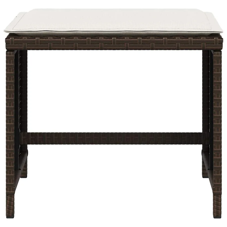 Tabourets de jardin et coussins lot de 4 marron résine tressée - 5