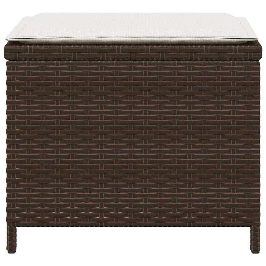 Tabourets de jardin et coussins lot de 4 marron résine tressée - 6