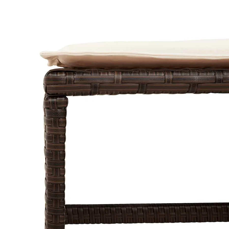Tabourets de jardin et coussins lot de 4 marron résine tressée - 9