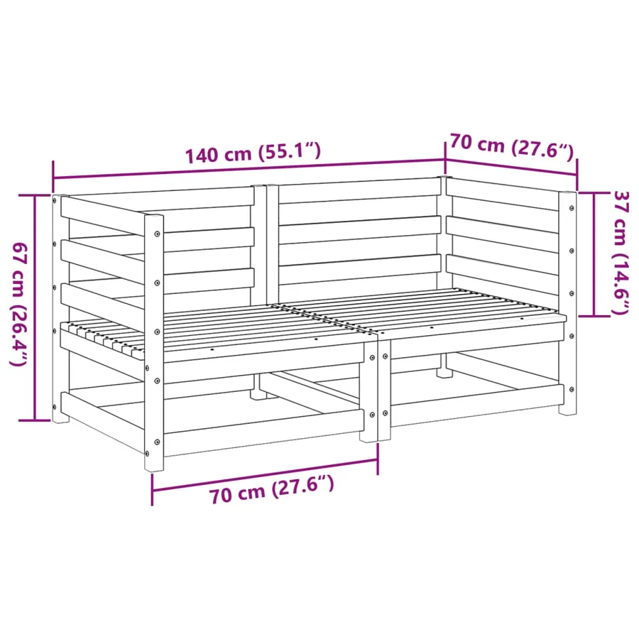 Salon de jardin 2 pcs bois de pin imprégné - 7