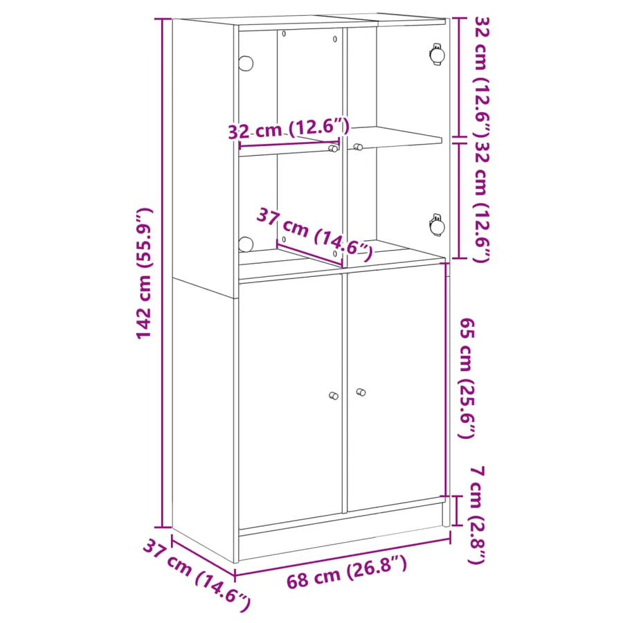 Buffet haut avec portes chêne sonoma bois d'ingénierie - 12