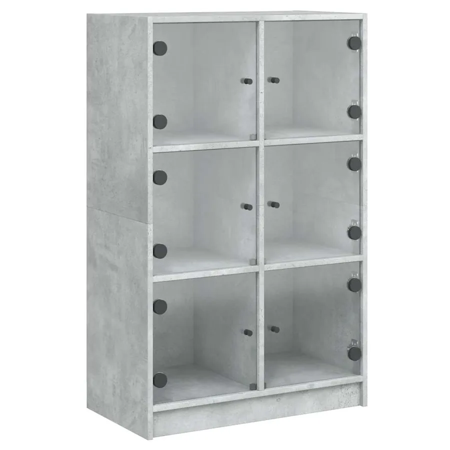 Buffet haut avec portes gris béton 68x37x109 cm bois ingénierie - 2