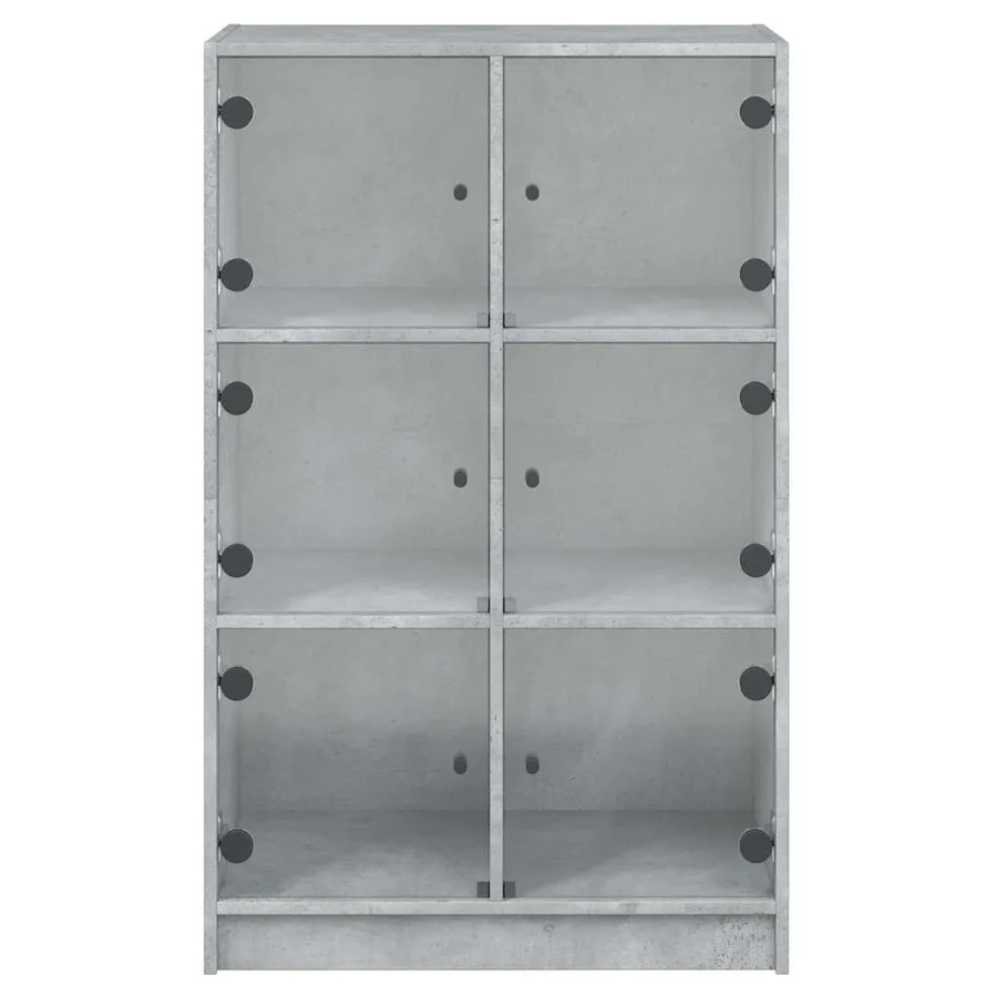 Buffet haut avec portes gris béton 68x37x109 cm bois ingénierie - 7