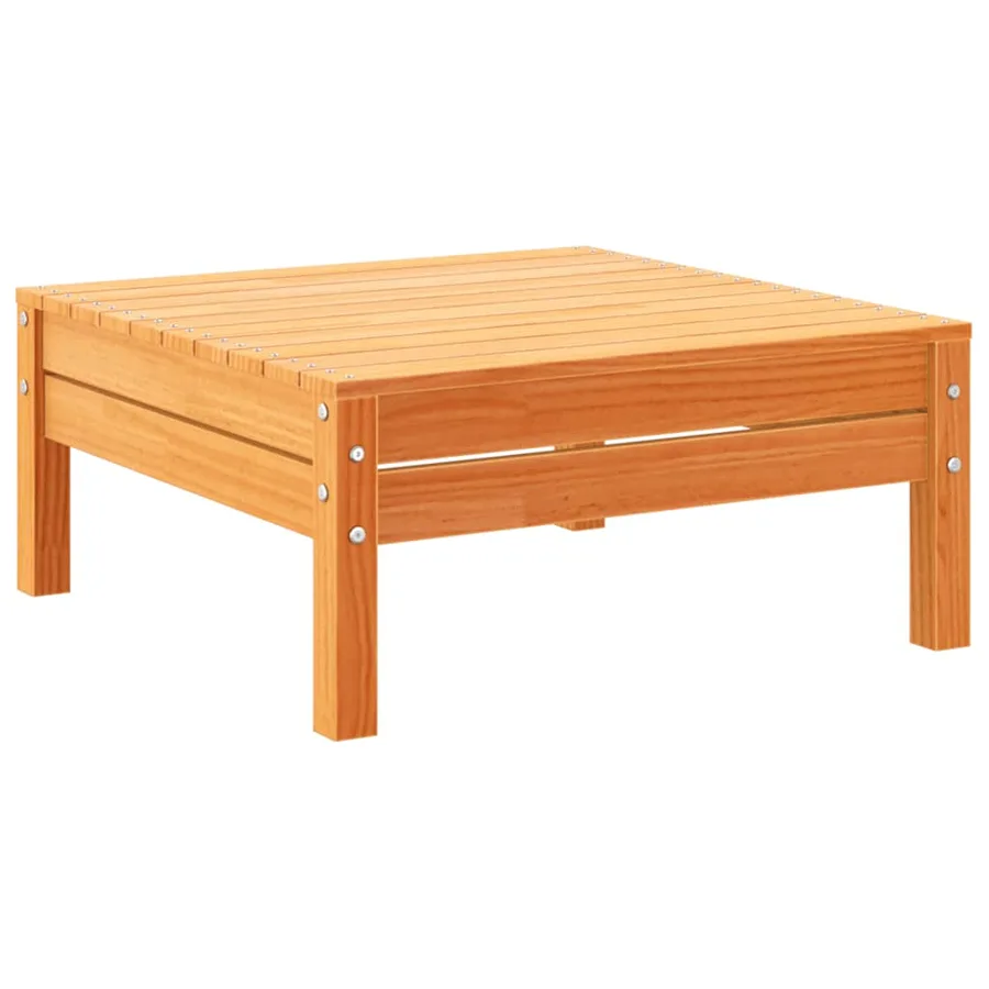 Salon de jardin 9 pcs avec coussins marron cire bois pin massif - 11