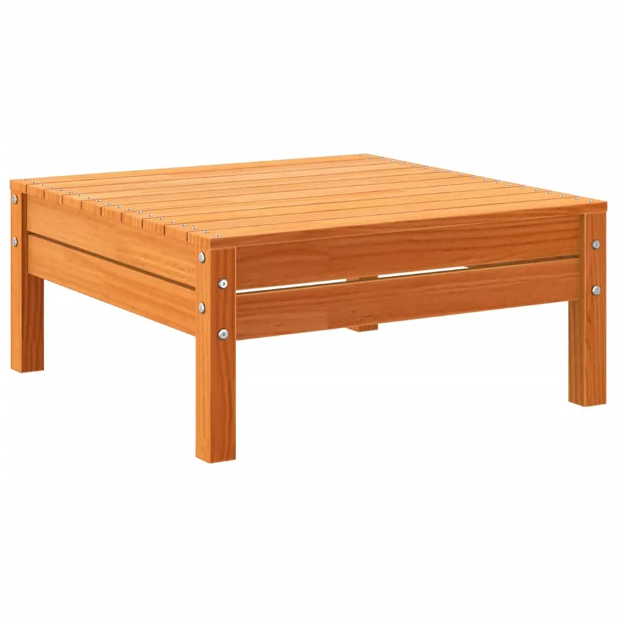 Salon de jardin 9 pcs avec coussins marron cire bois pin massif - 6