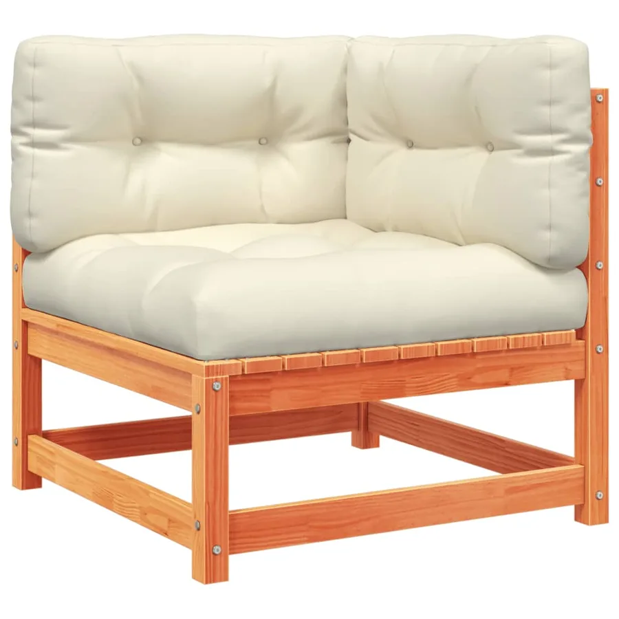 Salon de jardin 6 pcs avec coussins cire marron bois pin massif - 4