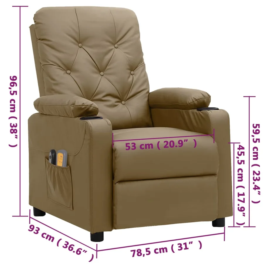 Fauteuil de massage électrique Cappuccino Similicuir - 13
