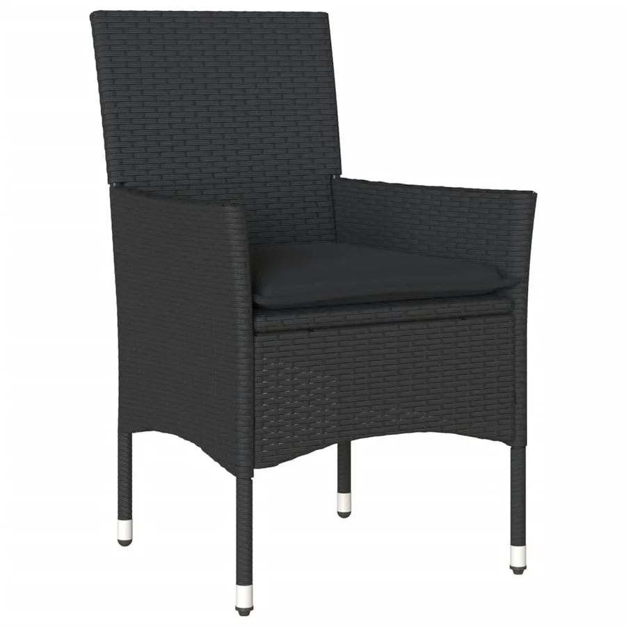 Ensemble à manger de jardin et coussins 7pcs noir rotin acacia - 3