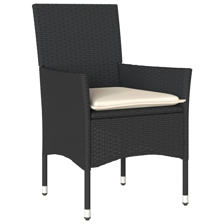 Ensemble à manger de jardin et coussins 9 pcs noir rotin verre - 3