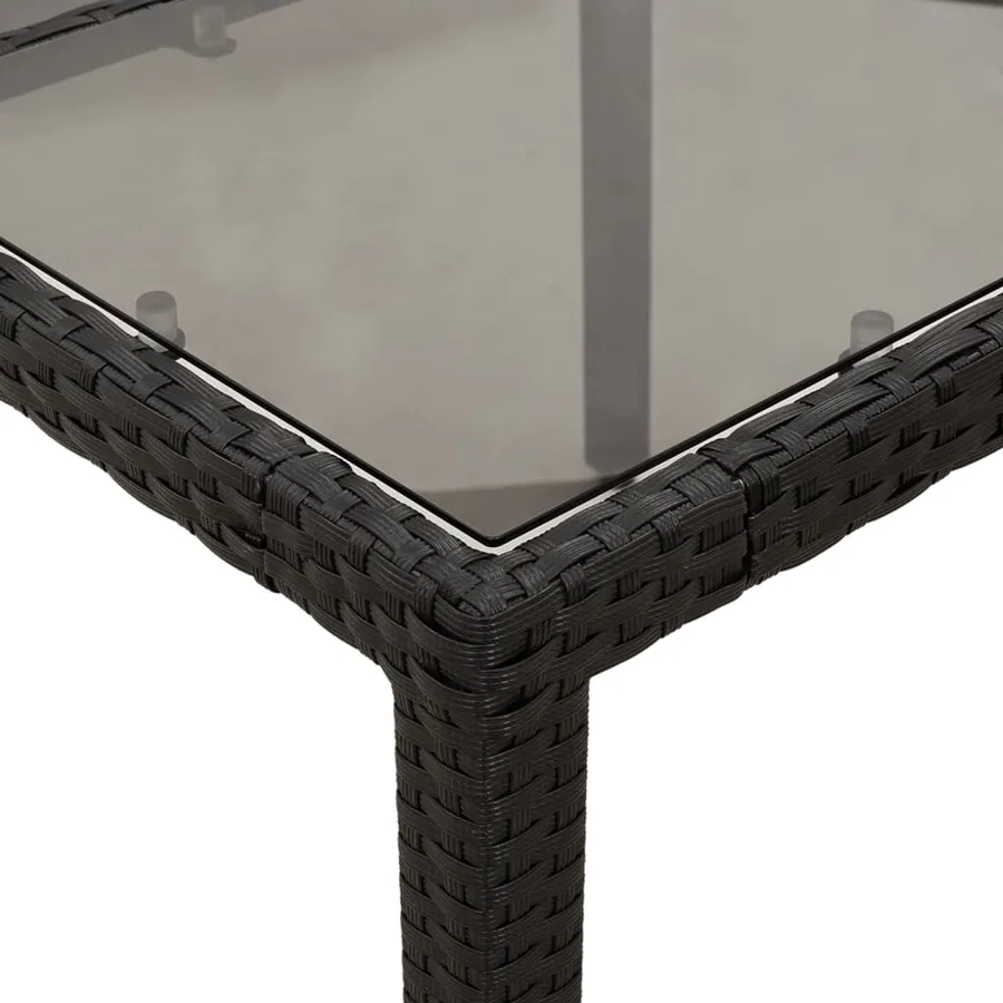 Ensemble à manger de jardin et coussins 9 pcs noir rotin verre - 6