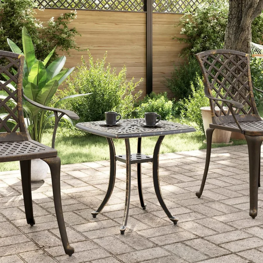 Table de jardin bronze 53x53x53 cm aluminium coulé - 3