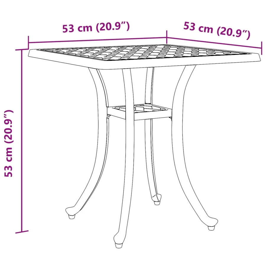 Table de jardin vert 53x53x53 cm aluminium coulé - 11
