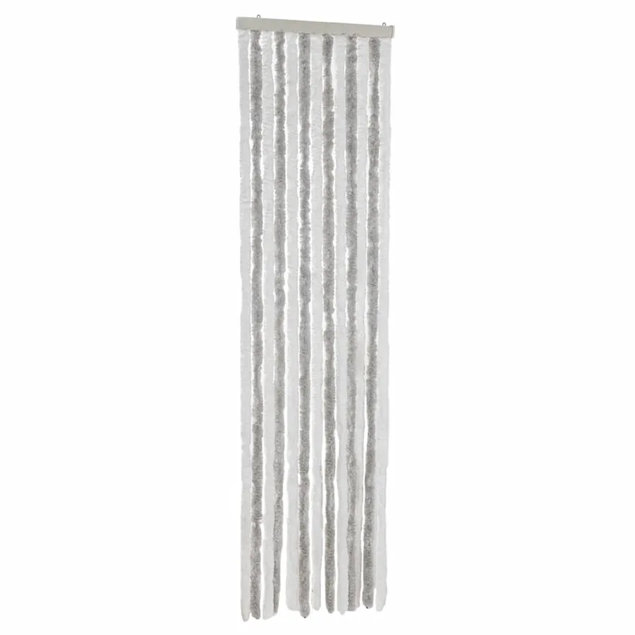 Rideau anti-mouches gris clair et blanc 56x185 cm chenille - 2