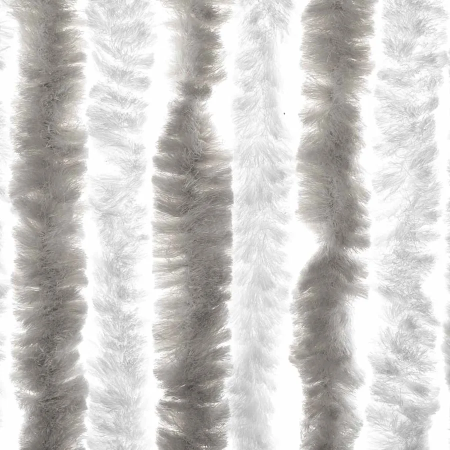 Rideau anti-mouches gris clair et blanc 56x185 cm chenille - 6