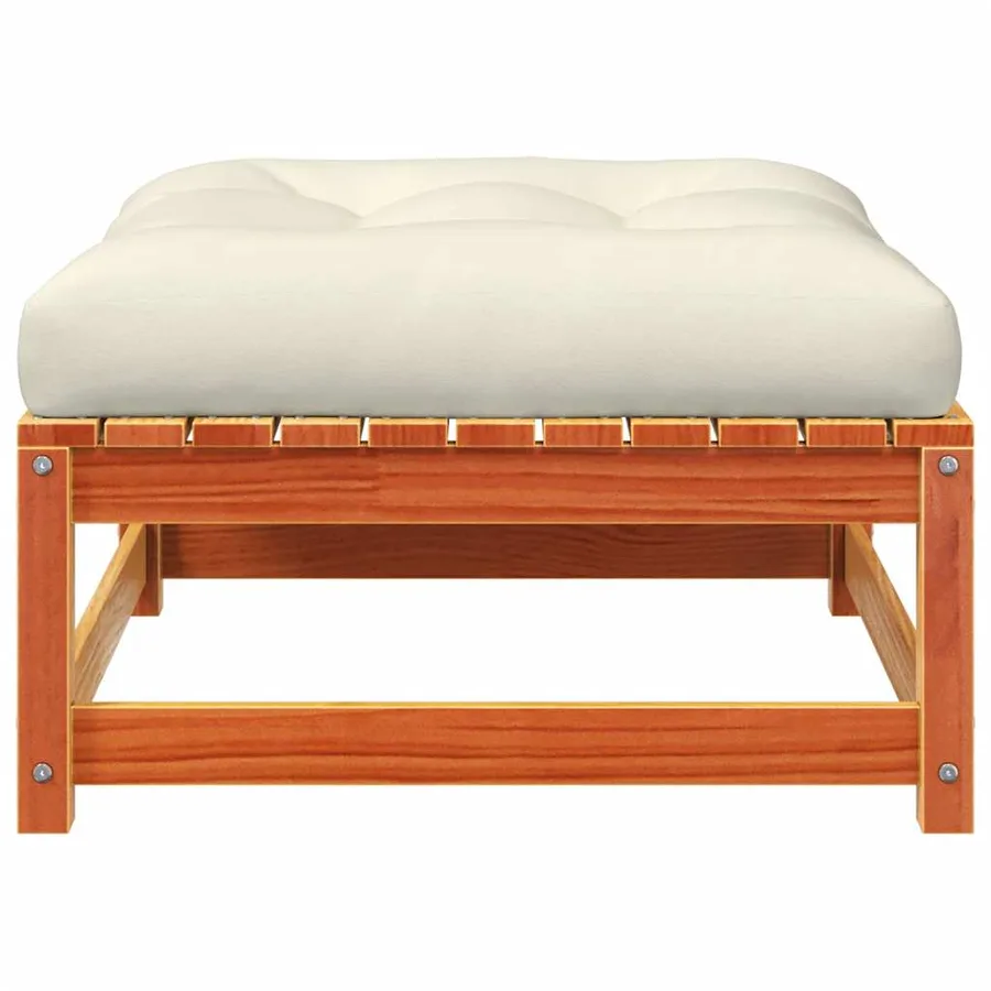Repose-pied de jardin avec coussin bois massif de pin - 5