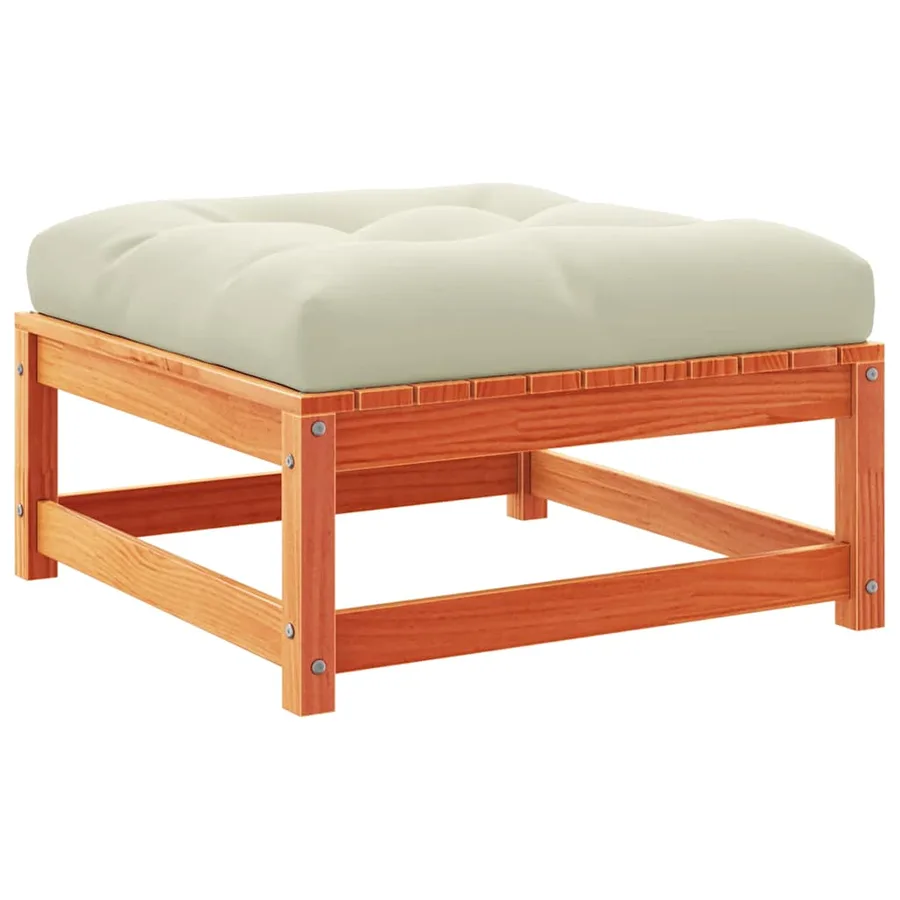 Repose-pied de jardin avec coussin bois massif de pin - 7
