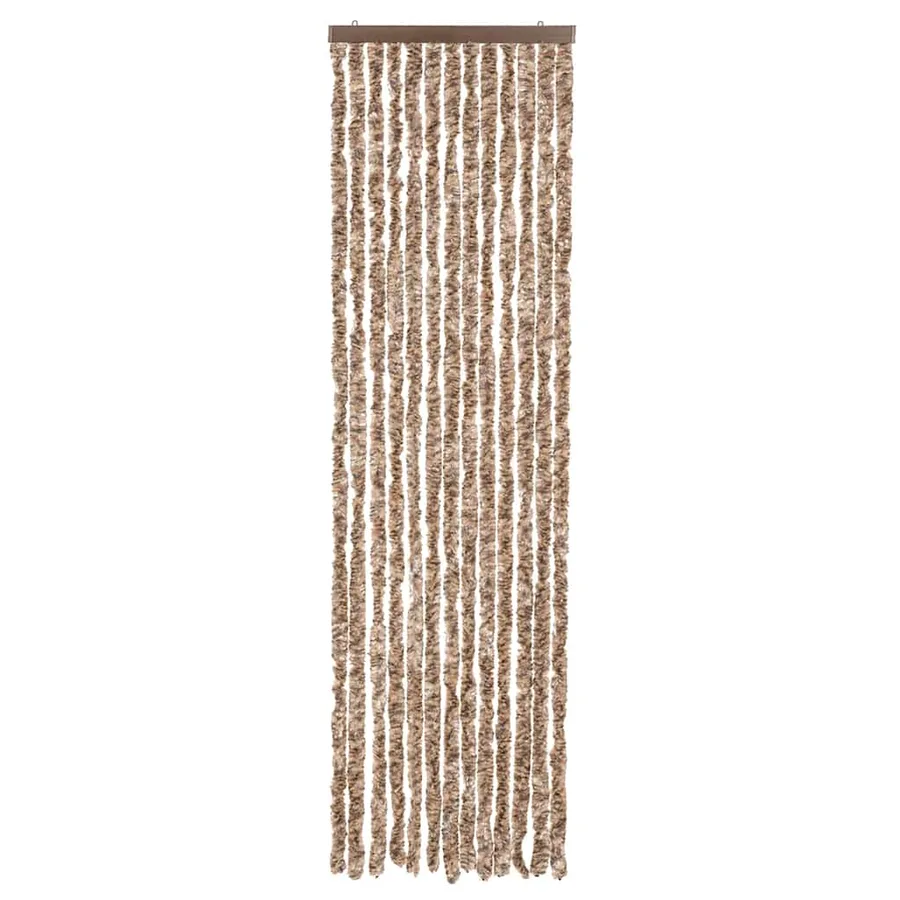 Rideau anti-mouches beige et marron foncé 56x185 cm chenille - 3