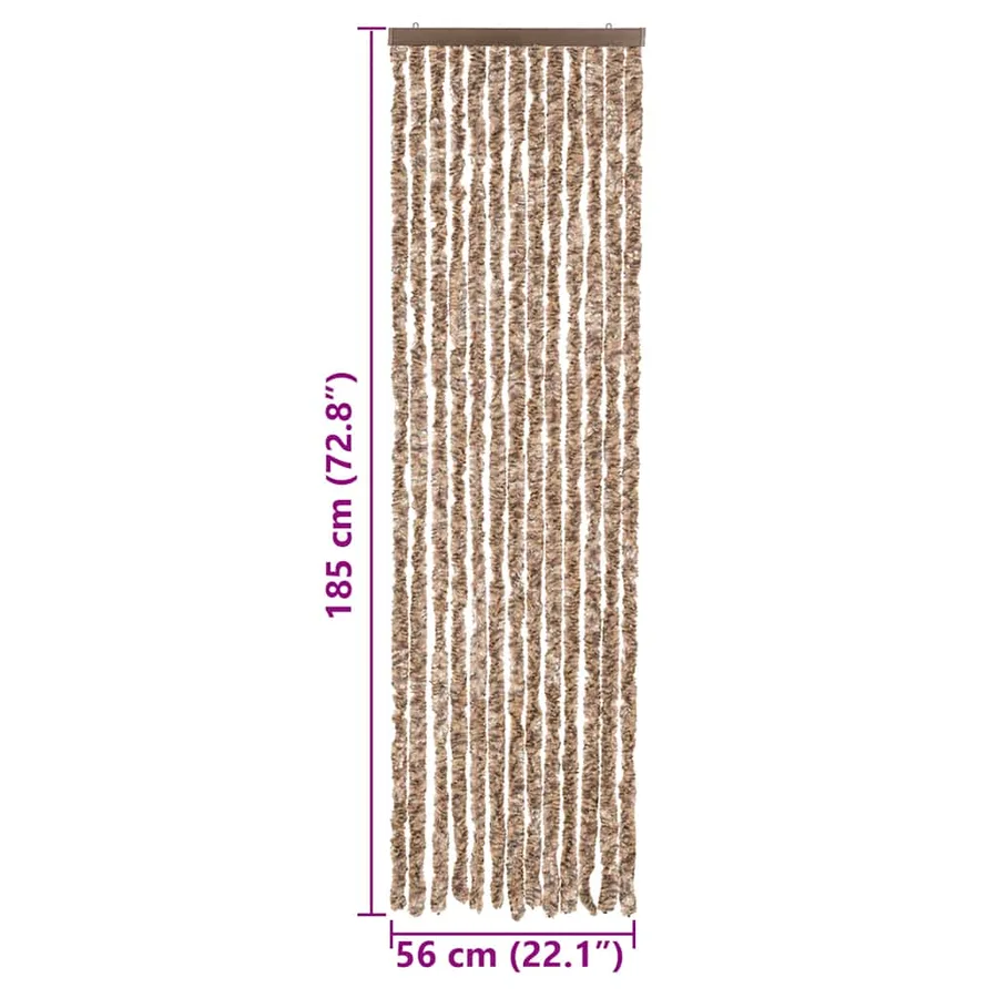 Rideau anti-mouches beige et marron foncé 56x185 cm chenille - 7