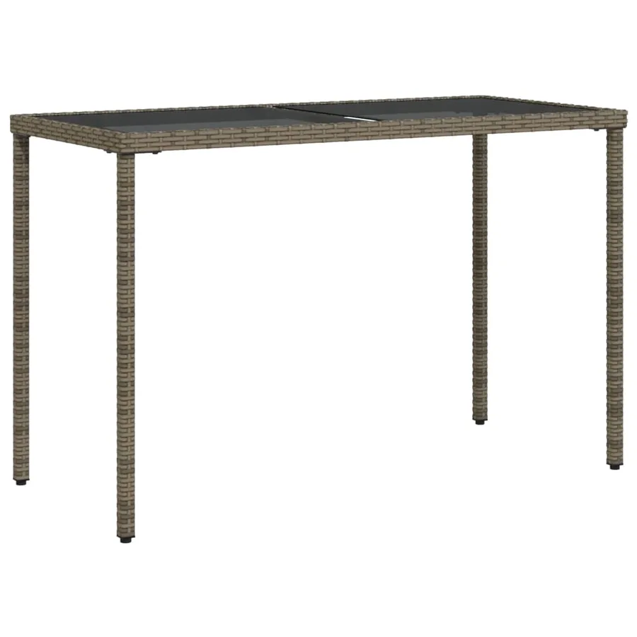 Table de jardin dessus en verre gris 115x54x74cm résine tressée - 2
