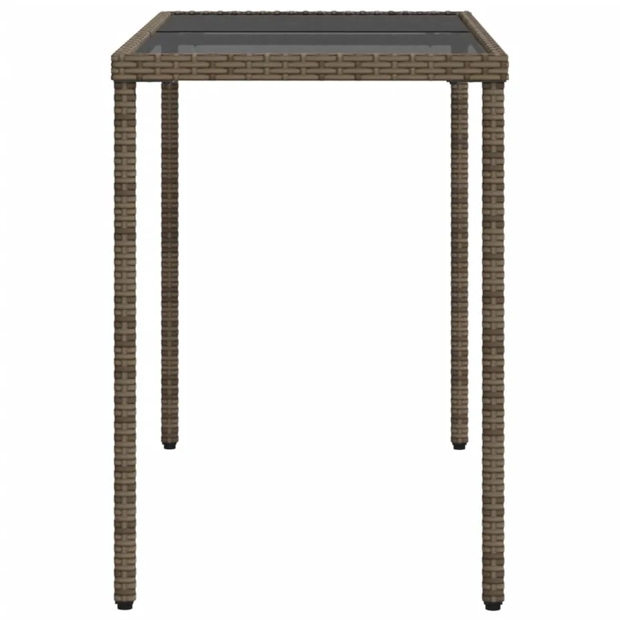 Table de jardin dessus en verre gris 115x54x74cm résine tressée - 5