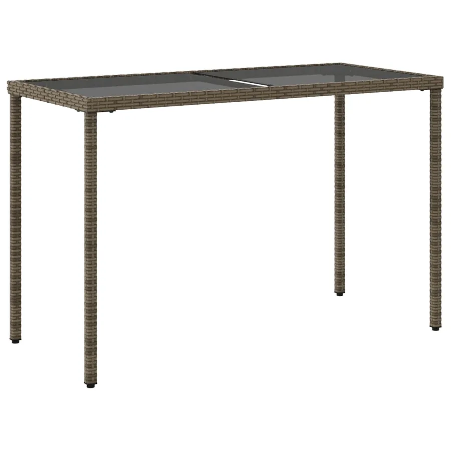 Table de jardin dessus en verre gris 115x54x74cm résine tressée - 6