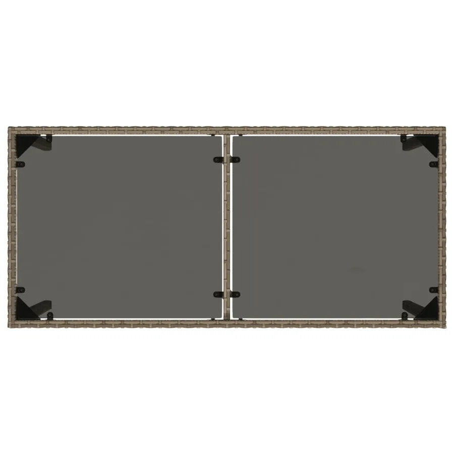 Table de jardin dessus en verre gris 115x54x74cm résine tressée - 7