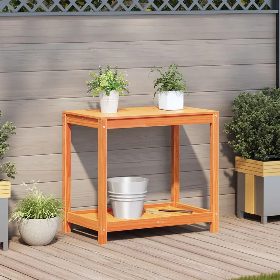 Table de rempotage avec étagère cire marron bois massif de pin - 3