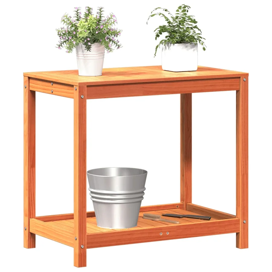 Table de rempotage avec étagère cire marron bois massif de pin - 4