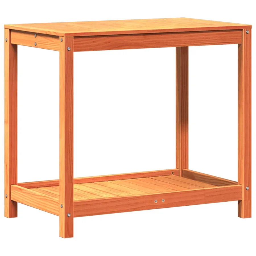 Table de rempotage avec étagère cire marron bois massif de pin - 7