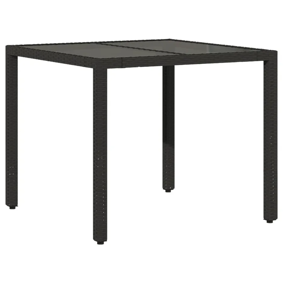 Ensemble à manger de jardin et coussins 3 pcs noir rotin verre - 4
