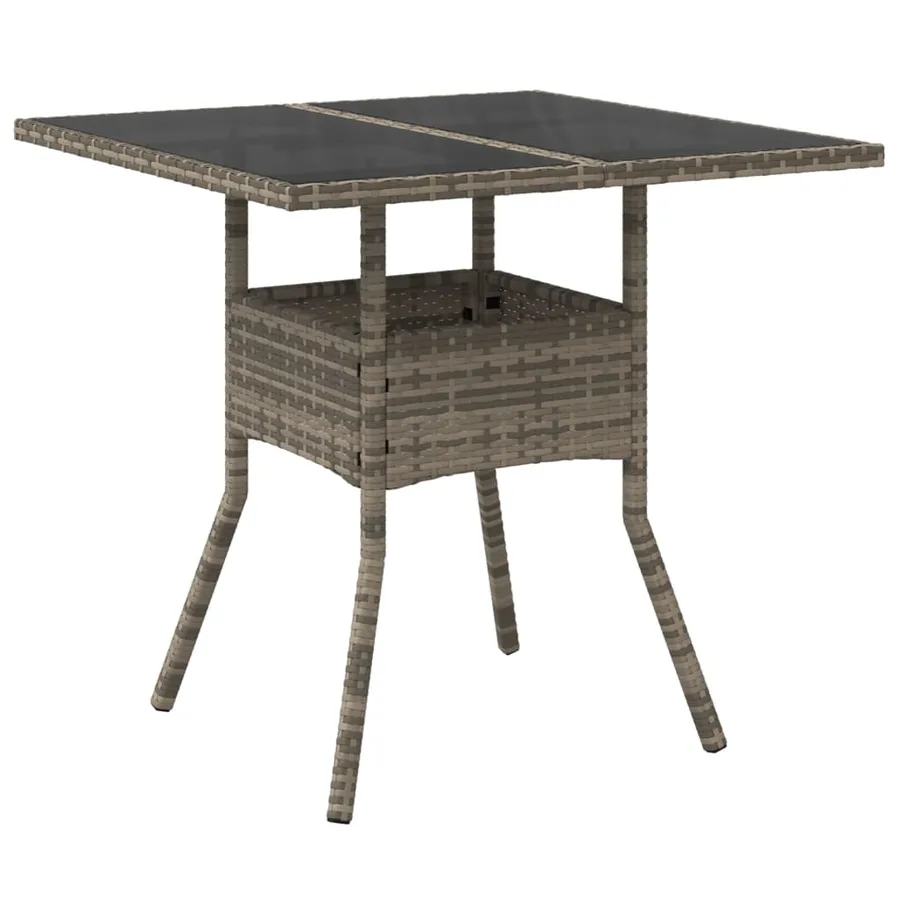 Table de jardin dessus en verre gris 80x80x75 cm résine tressée - 2