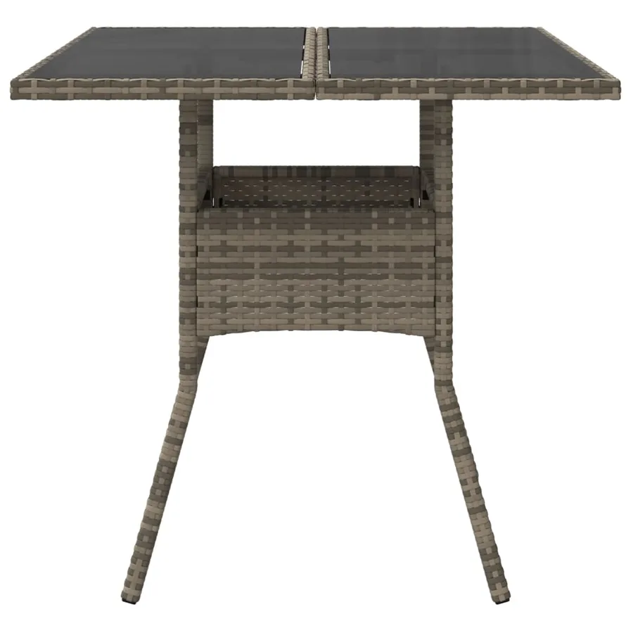 Table de jardin dessus en verre gris 80x80x75 cm résine tressée - 4